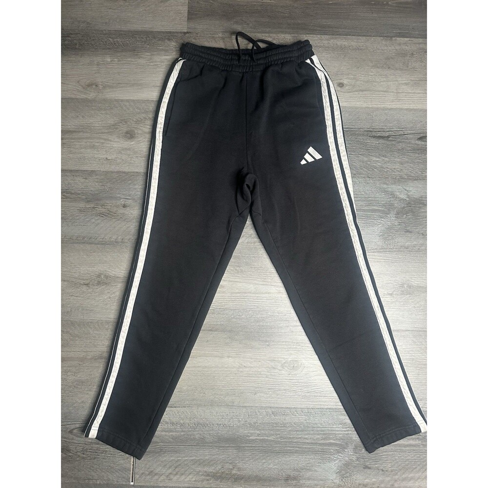Adidas Men's Size S Small Black White 3 Stripe Tapered Athletic Pants RN 88387